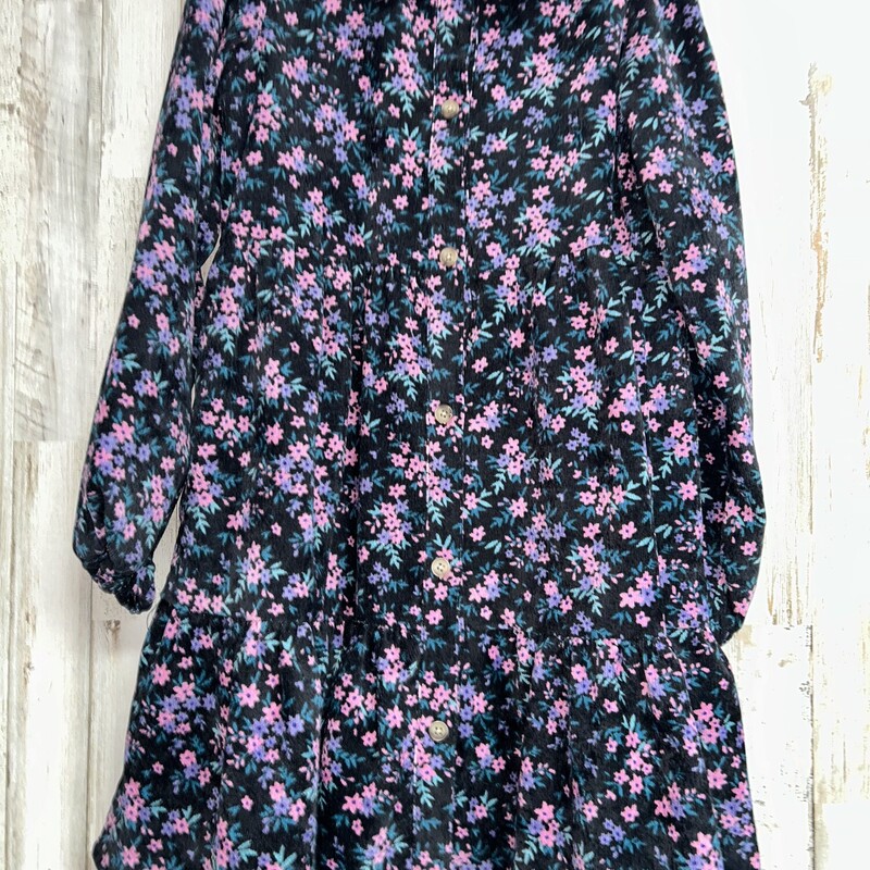 10 Black Corduroy Floral, Black, Size: Girl 10 Up