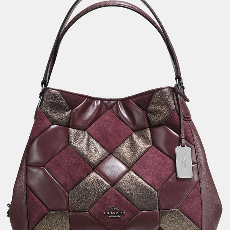 Coach Edie Quilt Shoulder Bag
Purple, Size: 15x11H