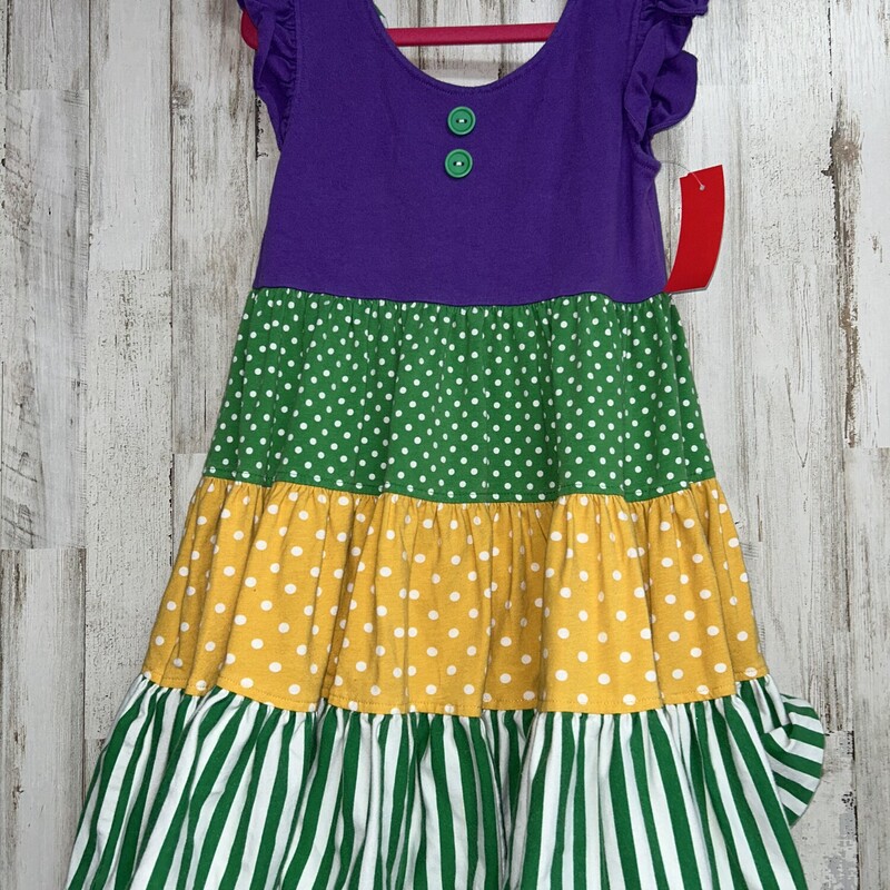 6/7 Purple/Green Print Dr, Purple, Size: Girl 6/6x