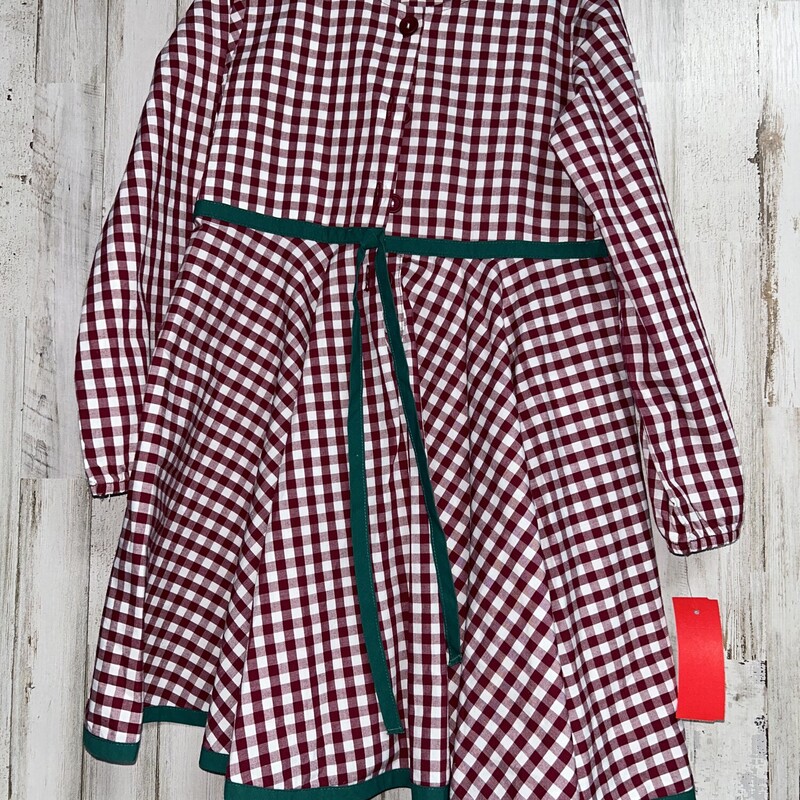 6/7 Maroon Plaid Tie Dres, White, Size: Girl 6/6x