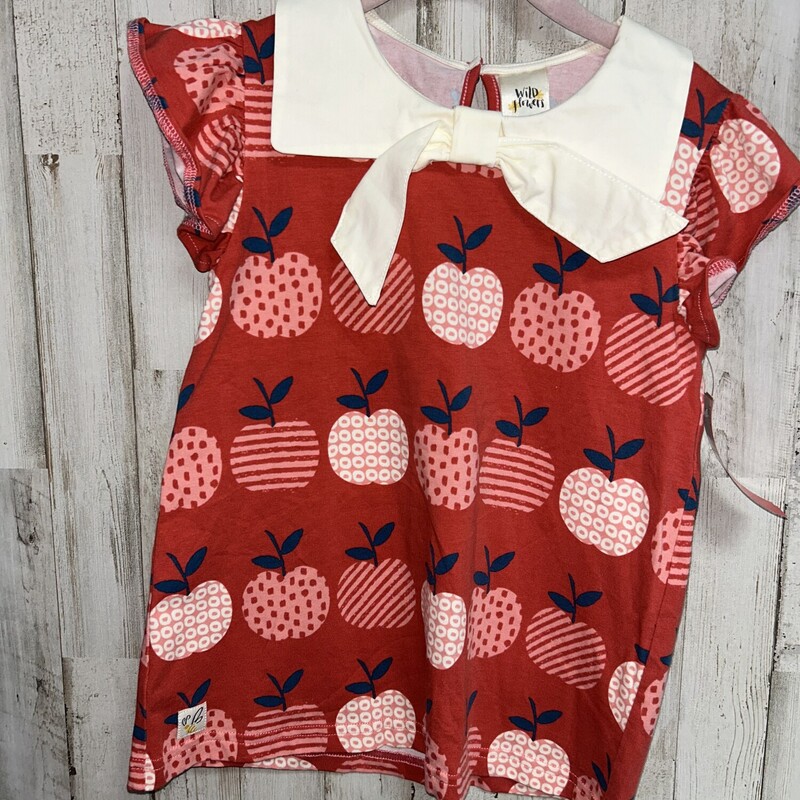 8 Red Apple Collar Top, Red, Size: Girl 7/8