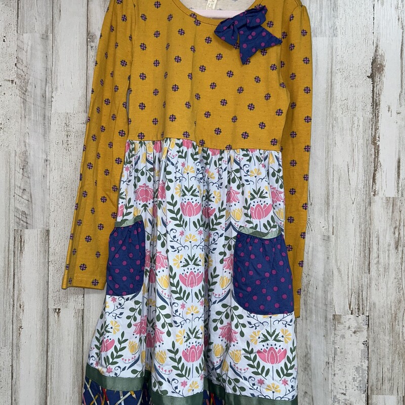 8 Yellow Print Pocket Tun, Yellow, Size: Girl 7/8