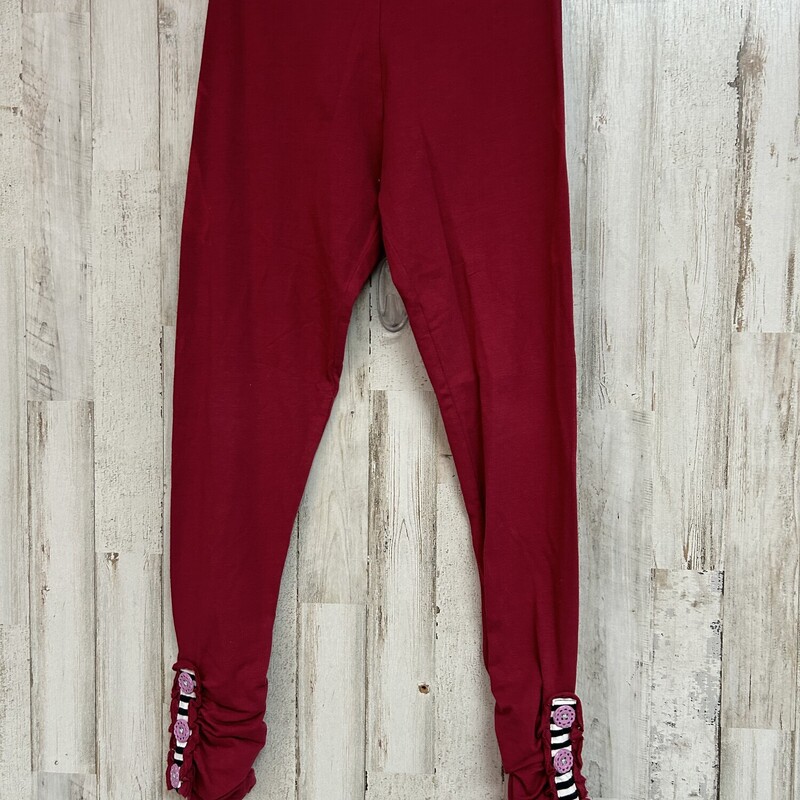 8 Maroon Button Leggings, Red, Size: Girl 7/8