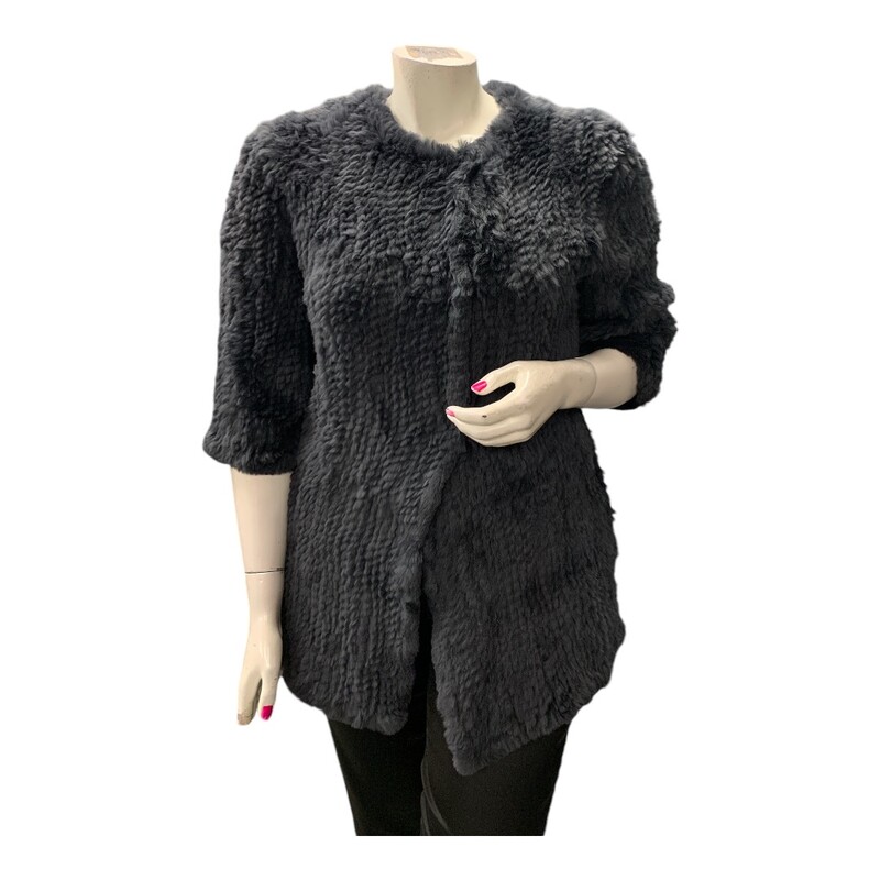 Coat Rabbit Fur, Charcoal, Size: M