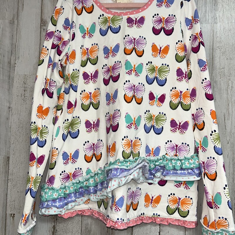 8 White Butterfly Print T