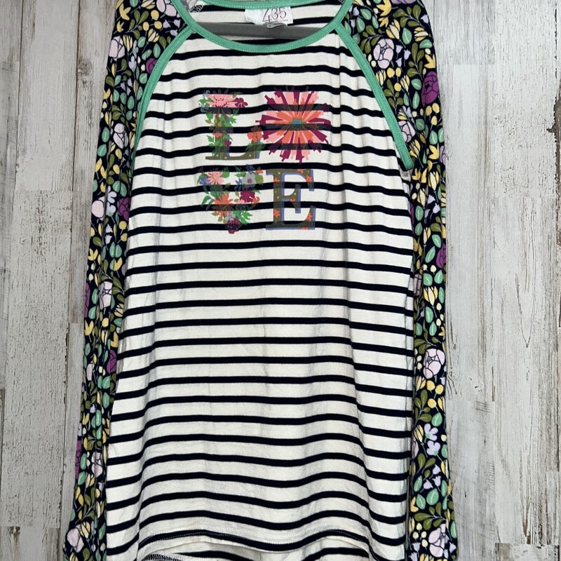 8 Striped Love Raglan, White, Size: Girl 7/8