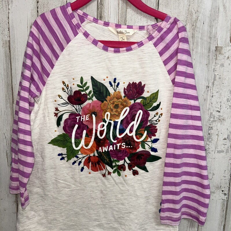 8 The World Awaits Raglan, Purple, Size: Girl 7/8