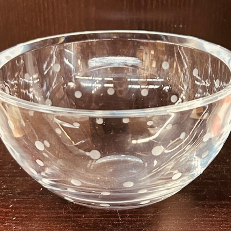 Kate Spade Lenox Glass Dot Bowl
Clear and White
 Size: 6x3.5H