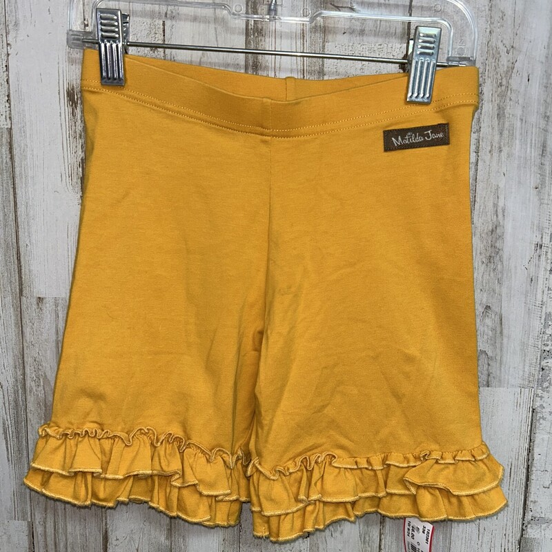 10 Mustard Ruffle Shorts, Yellow, Size: Girl 10 Up