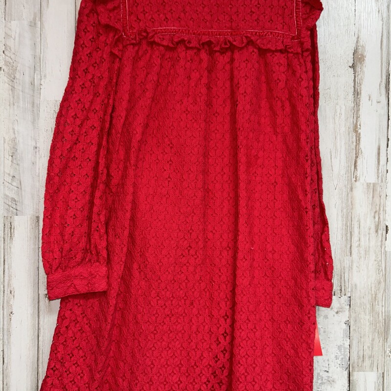 10 Red Lace Printed Dress, Red, Size: Girl 10 Up