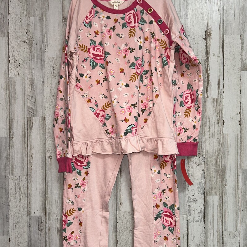 12 2pc Pink Floral Sweat, Pink, Size: Girl 10 Up