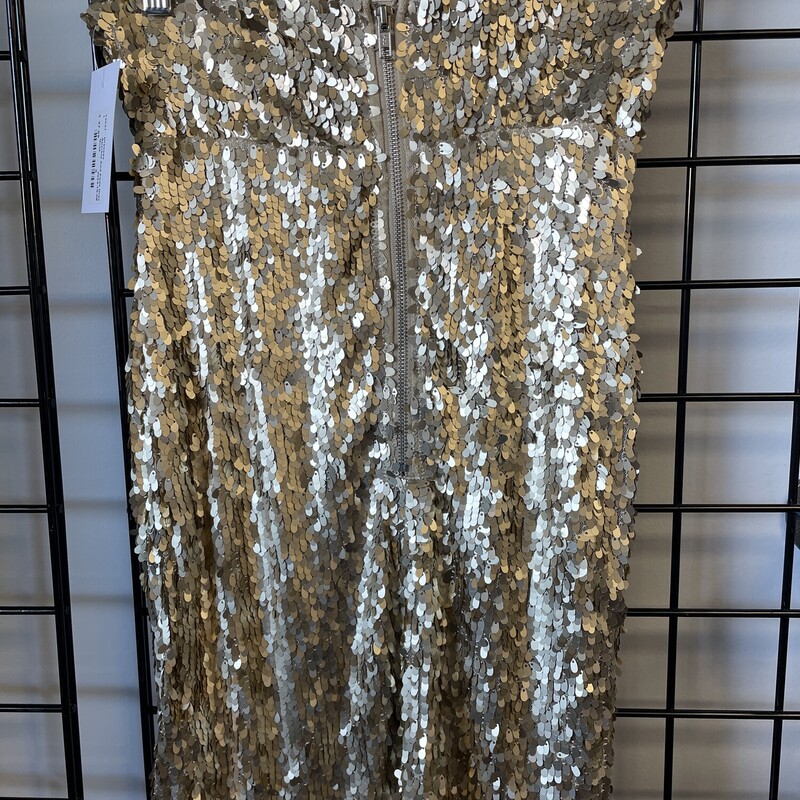 Sparkle And Fade Dress, Gold, Size: S