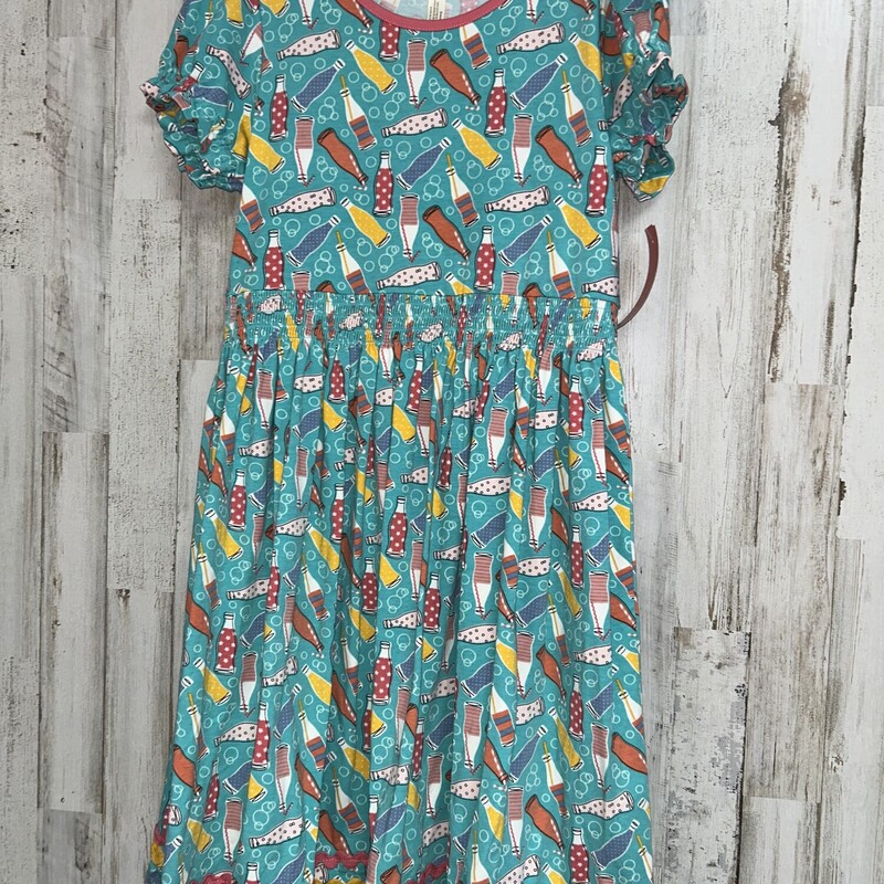 12 Teal Bottle Print Dres