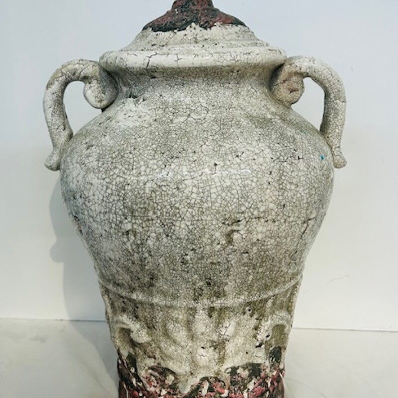 Crackle Ceramic Urn With Handles
Gray Brown White Size: 11 x 14H