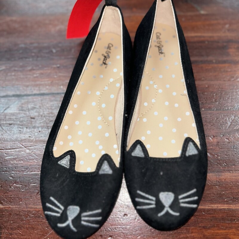 Y1 Black Cat Flats, Black, Size: Shoes Y1