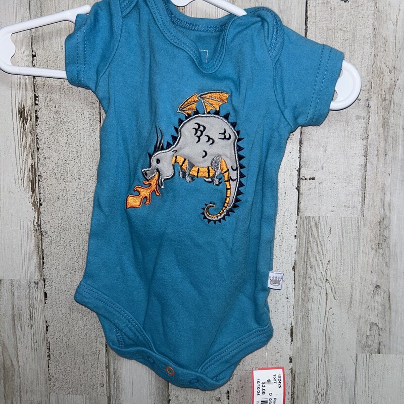 0/3M Blue Dragon Onesie, Blue, Size: Boy 0-9m