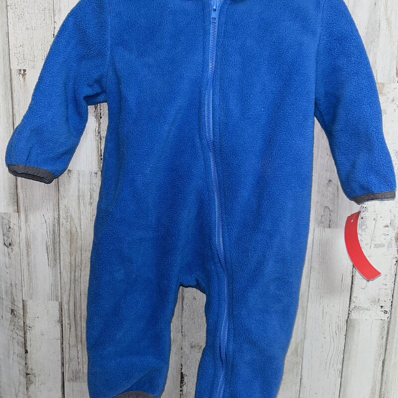 3/6M Blue Hooded Zip Romp