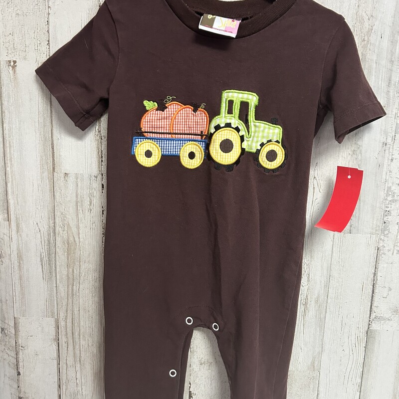 6M Brown Tractor Romper