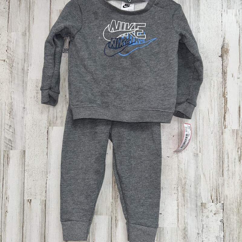 24M 2pc Grey Logo Sweat S, Grey, Size: Boy 12-24m