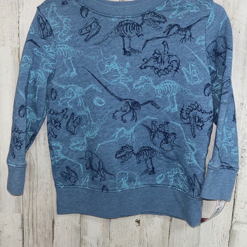 2T Blue Dino Sweatshirt, Blue, Size: Boy 2T-4T