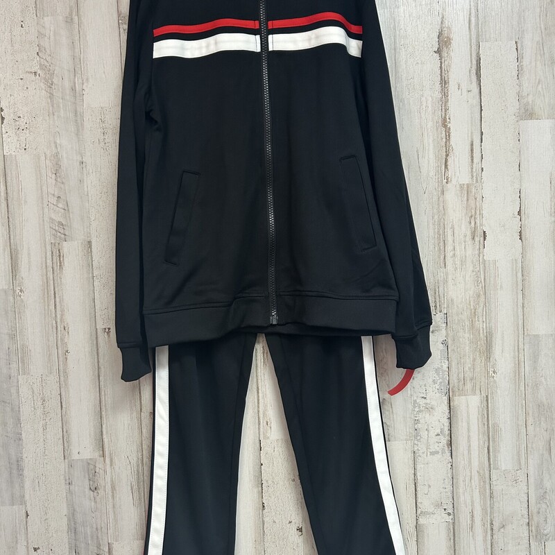 7/8 2pc Black Stripe Trac, Black, Size: Girl 7/8