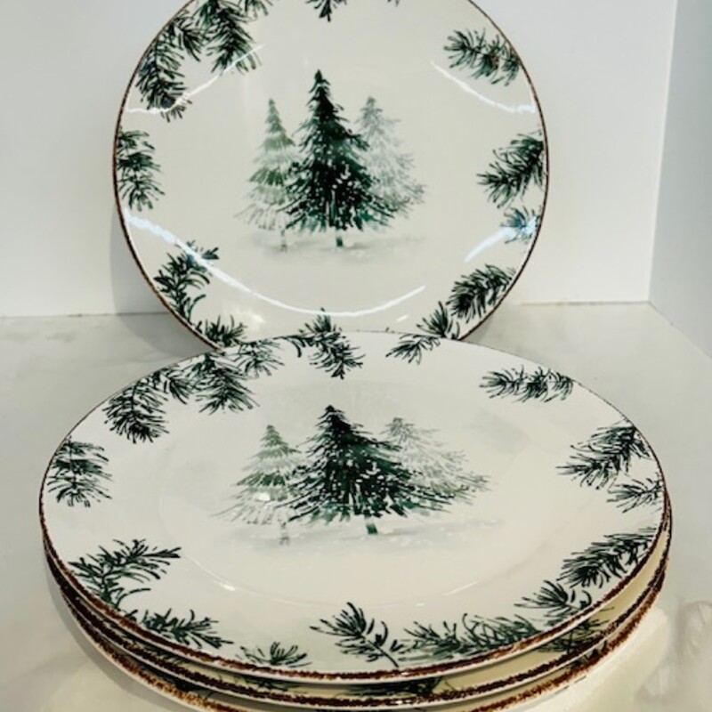 Set of 4 Robert Stanley Tree Dinner Plates
Cream Green Brown
Size: 10.5 diameter