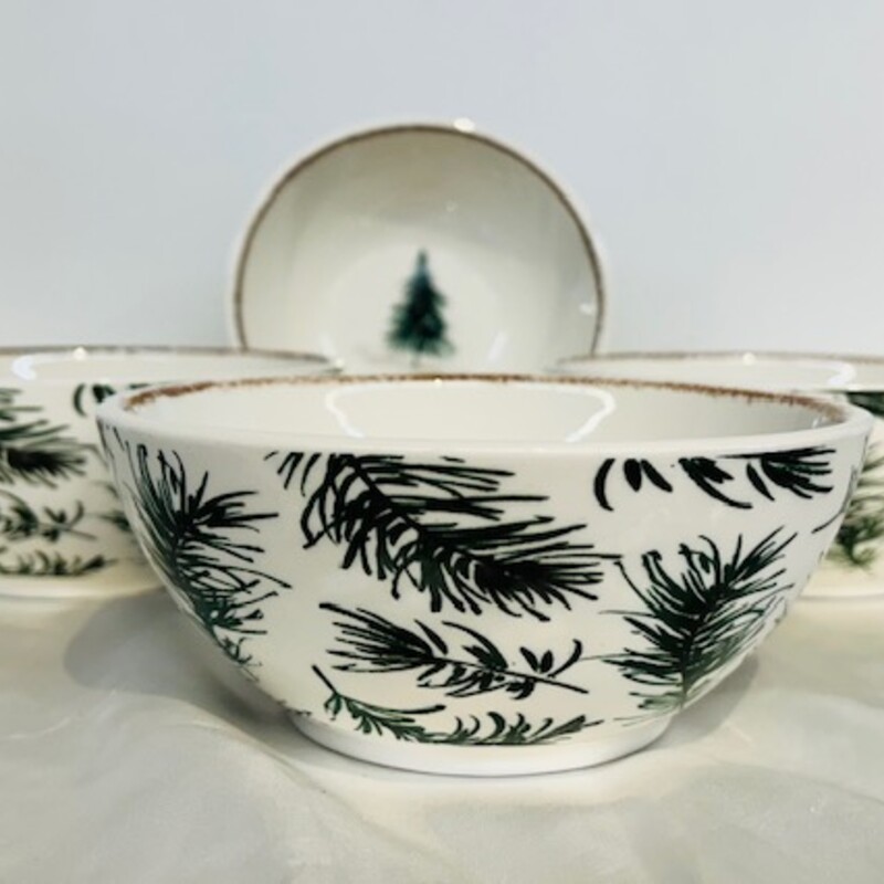 Set of 4 Robert Stanley Tree Bowls<br />
Cream Green Brown<br />
Size: 6 x 2.5H