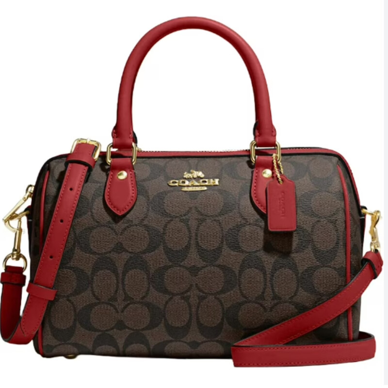 Coach Rowan Satchel Signature Canvas
Retails for $159.00
Brown Red Gold
Size: 10.5x7H