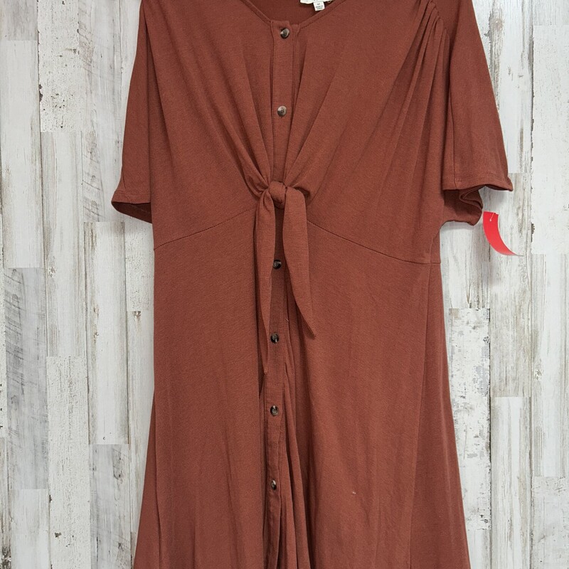 M Rust Button Knot Dress