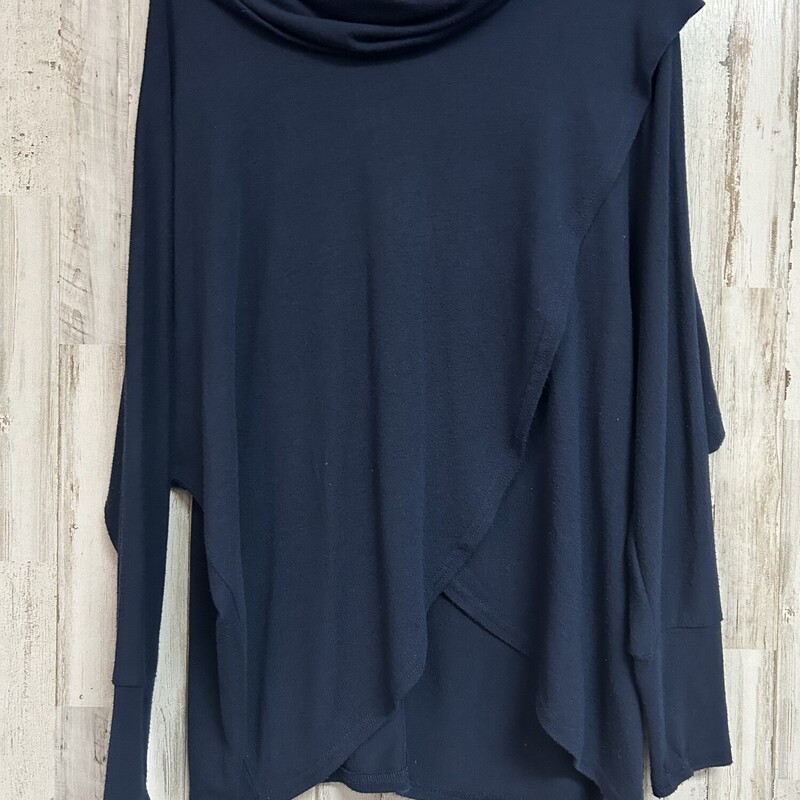 L Navy Knot Cowl Top