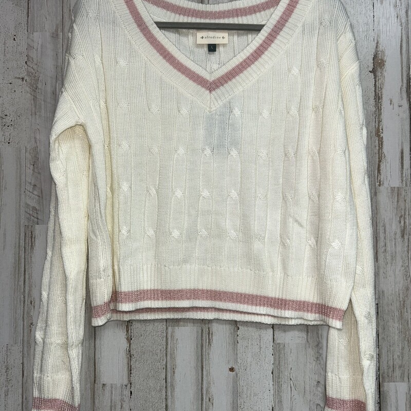 NEW L Cream/Pink Sweater