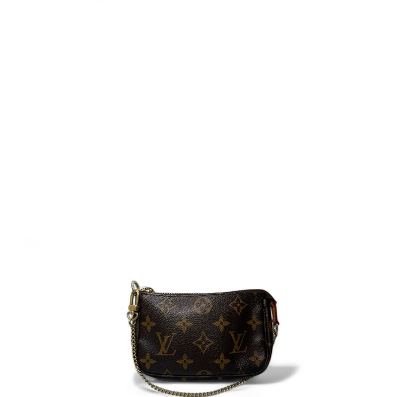 Louis Vuitton Pouchette
 Monogram
Size: Mini
Date Code: SD1097
Some minor tarnishing of hardware