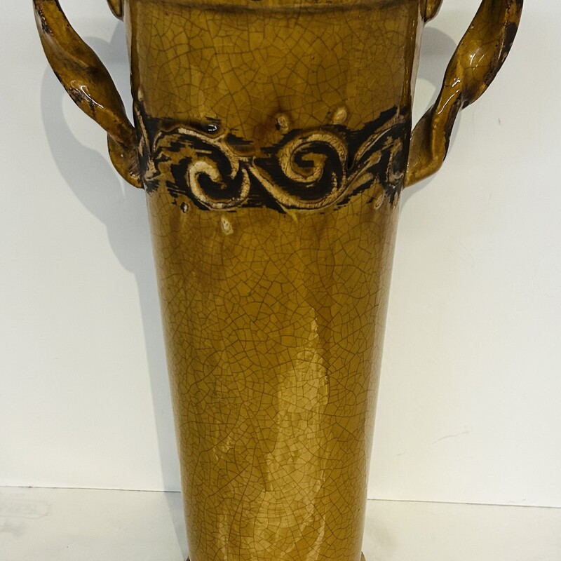 Twist Handle Swirl Tall Vase
Brown and Yellow
 Size: 9x16