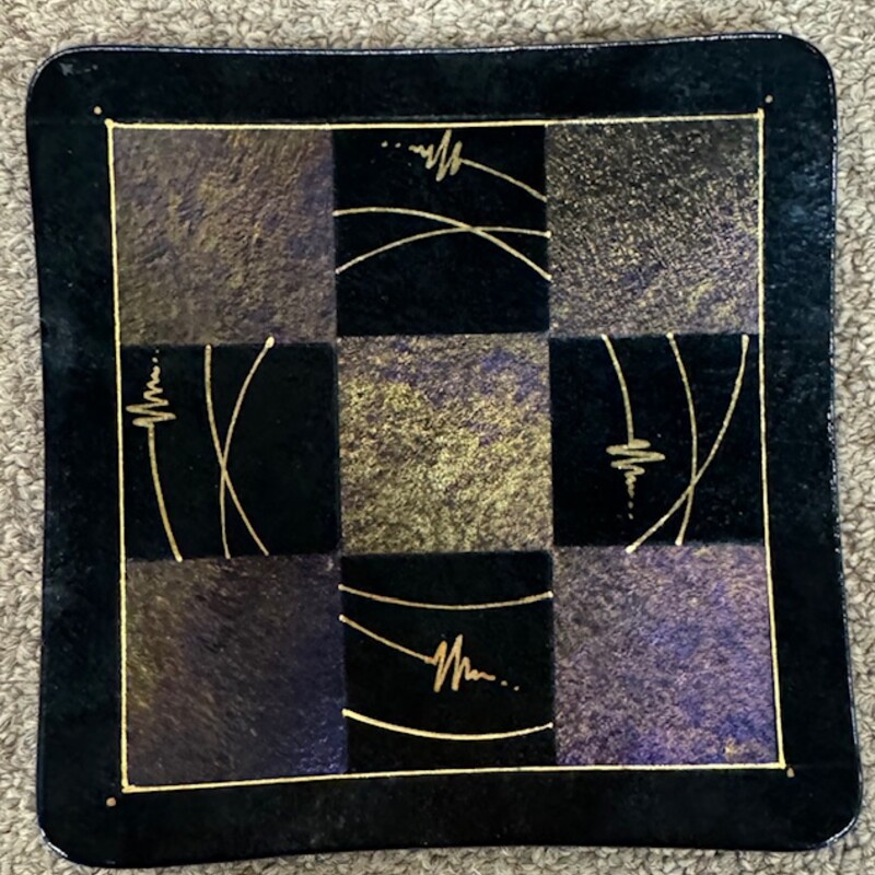 Barrett Studios Fused Glass Plate
Purple Gold Black Size: 5.5 x 5.5W