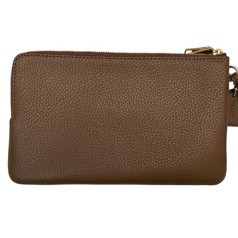 New Coach Double Zip Wallet/Wristlet<br />
Pristine Leather<br />
Color: Tawny