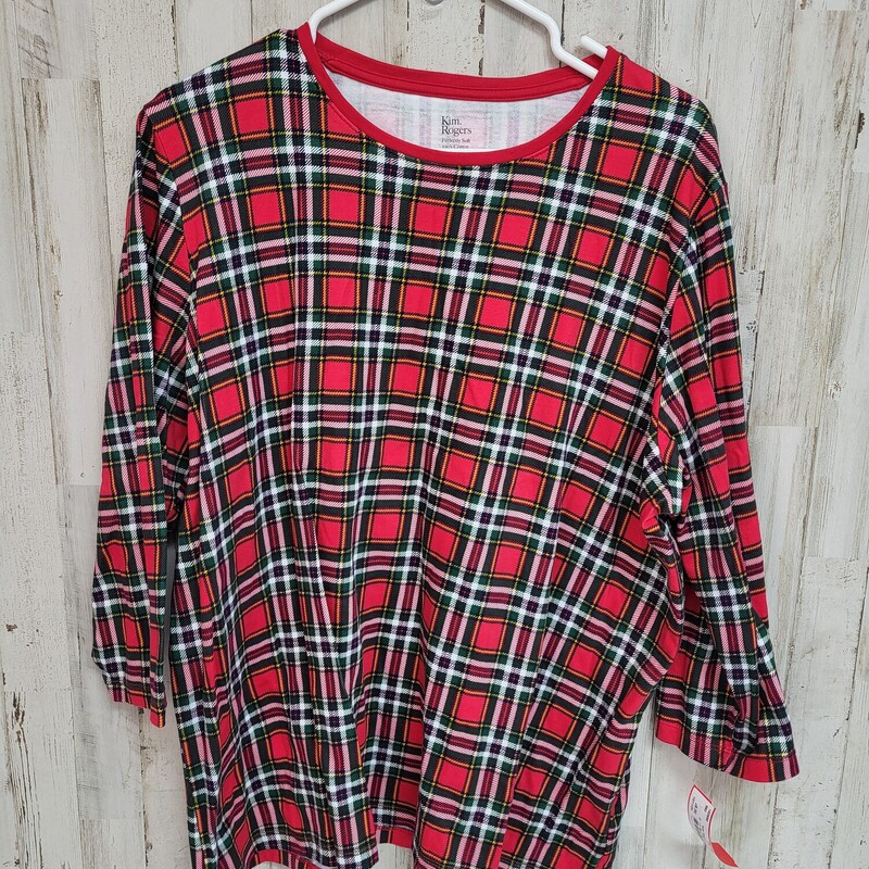 1X Red Plaid Top, Red, Size: Ladies XL