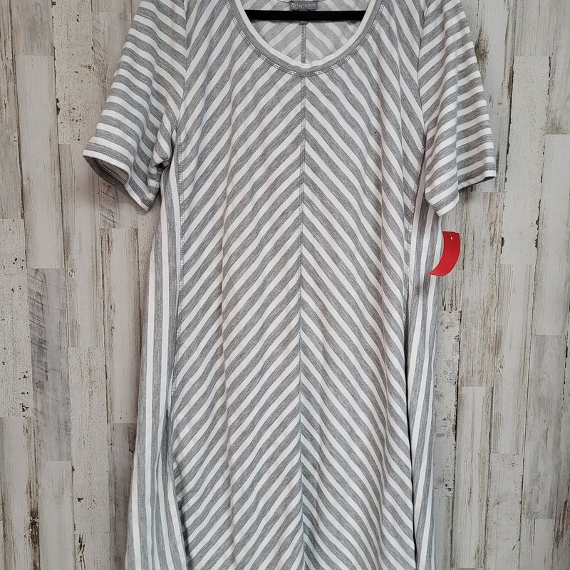 XL Grey Stripe Knit Dress