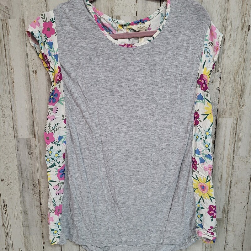 L Grey Floral Back Top