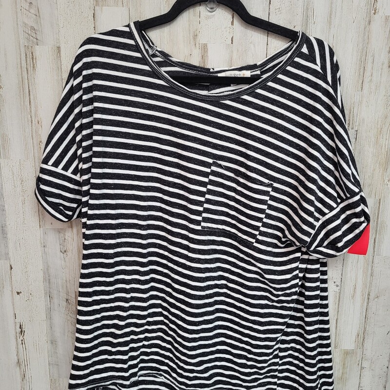 1X Blue Stripe Pocket Top, Black, Size: Ladies XL