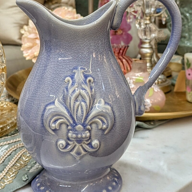 Renee Dubois Ceramic Fleur De Lis Pitcher
Light Purple Size: 9 x 10H