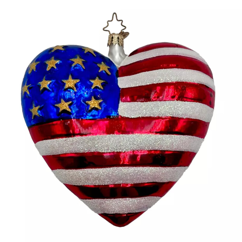 Christopher Radko 9/11 American Flag Heart Ornament
Red White Blue Gold Size: 5 x 5H