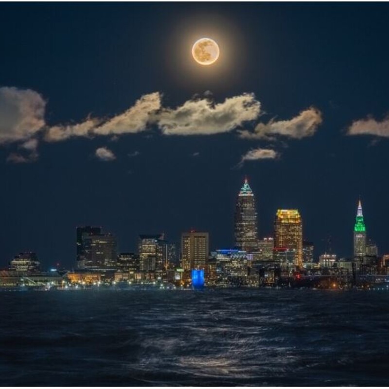 Cleveland Moon Cityscape Canvas
Blue Yellow Multicolored Size: 36 x 24H
NEW
Local Cleveland Artist