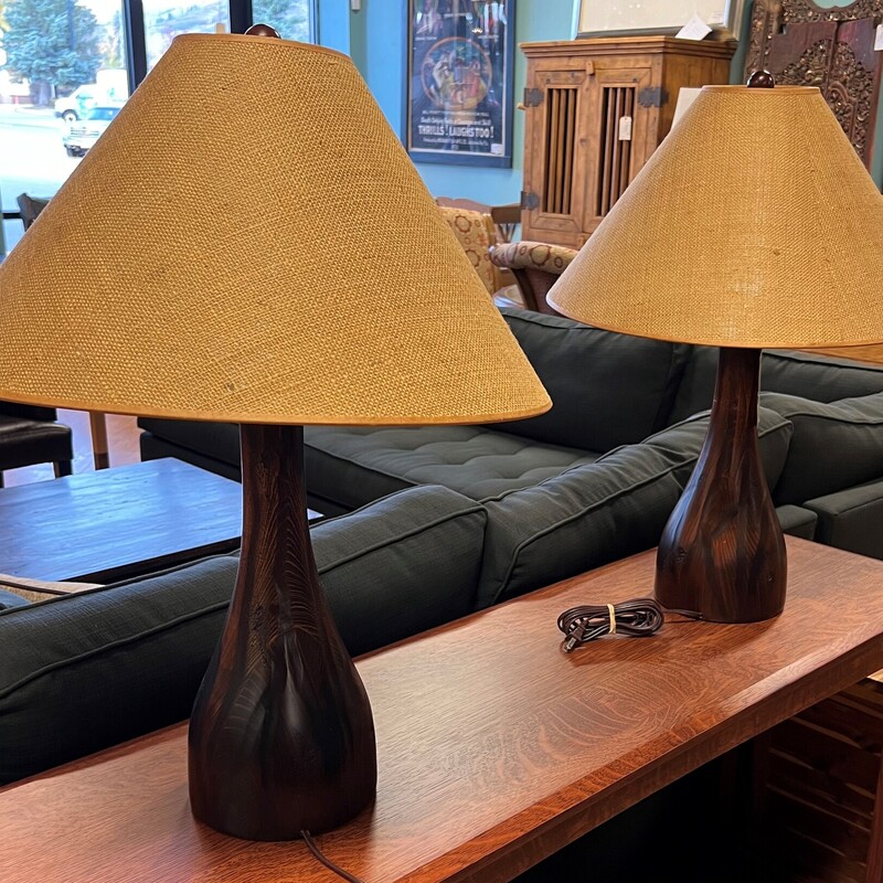 Mcm / Rustic Table Lamps, Wood, Set Of 2
30in tall