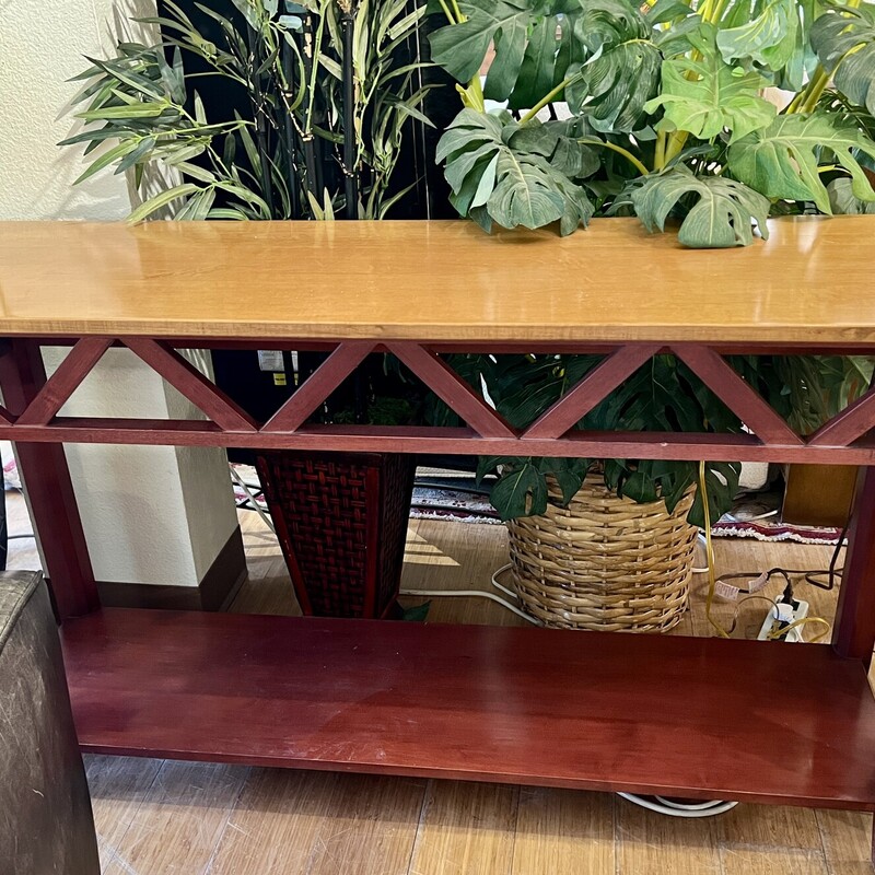 Sofa Table/Console, Ethan Allen, Red Base,
Size: 57x17x30