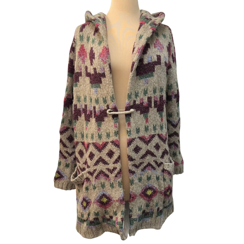 J Jill Hooded Cardigan<br />
Has Pockets!<br />
Cardigan Pin<br />
67% Acrylic 33% Wool<br />
Beige, Burgundy, Ivy, Dijon, Rose and Light Blue<br />
Size: Small