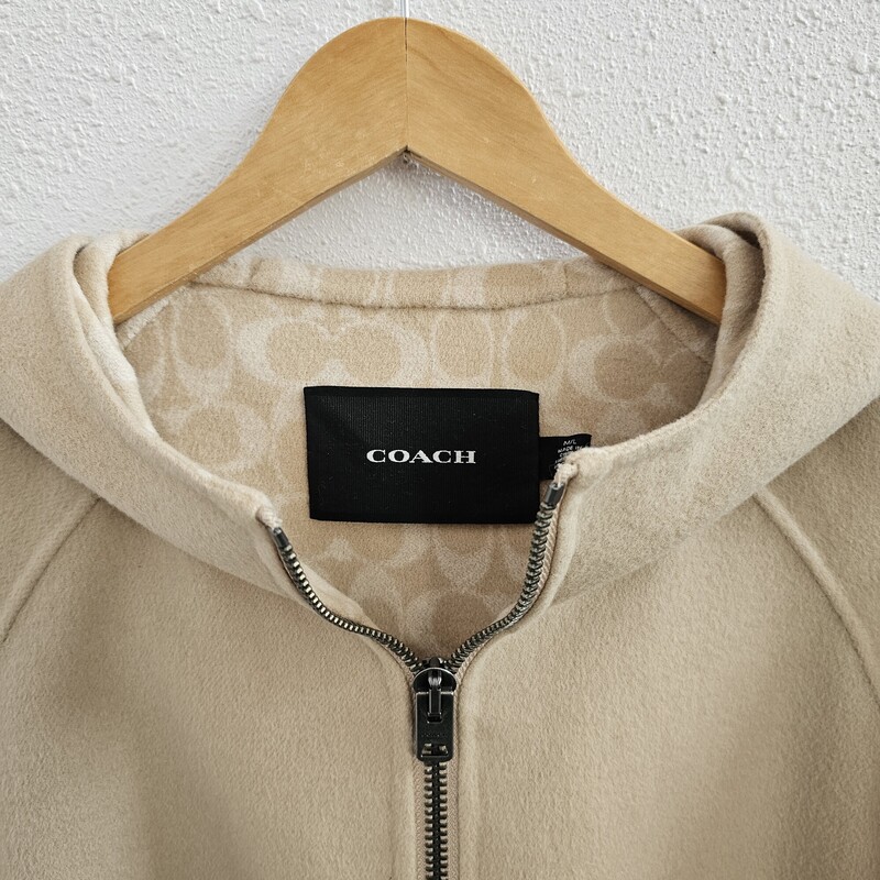 Coach Wool W/hood, Beige, Size: M/large