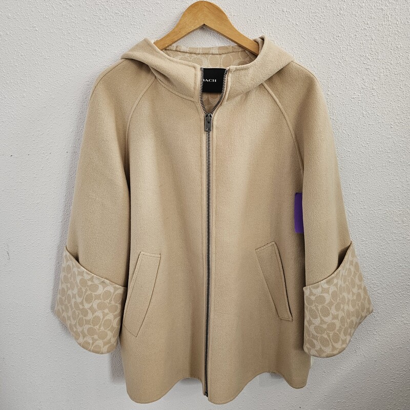 Coach Wool W/hood, Beige, Size: M/large