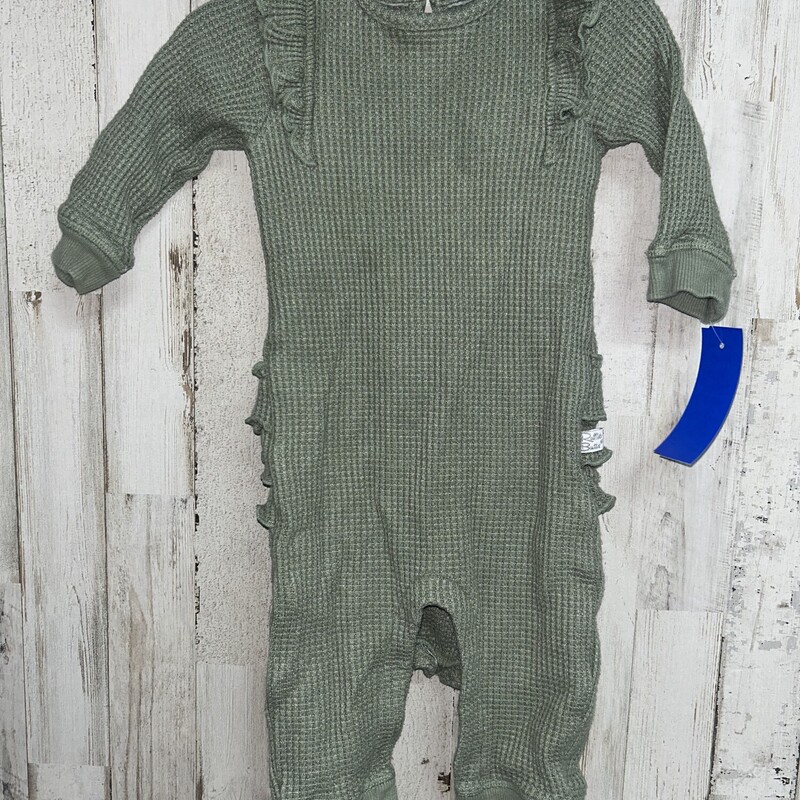 6/12m Green Waffle Romper