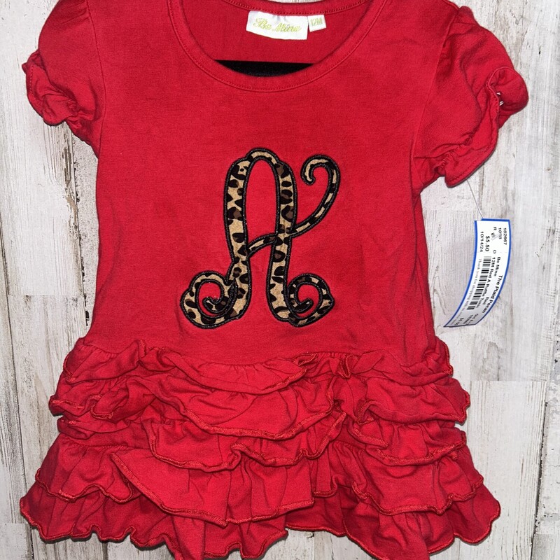 12M Red A Ruffle Tunic, Red, Size: Girl 6-12m