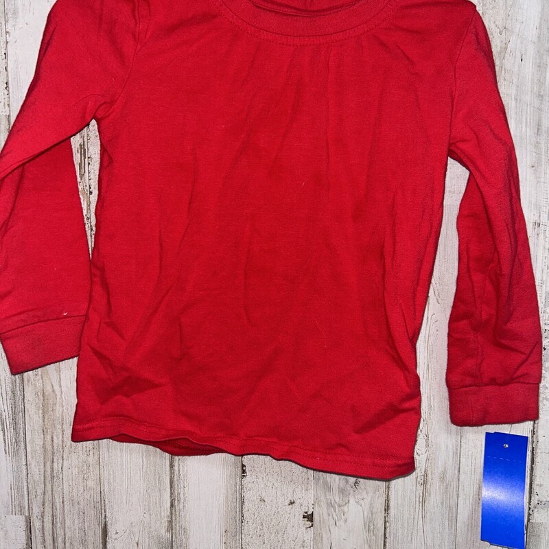 2T Red Cotton Longsleeve, Red, Size: Girl 2T